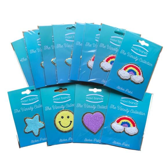 Mavi Bandz Varsity Collection 12 Sticker Patches Rainbow Star Heart Smile NEW - Picture 7 of 7